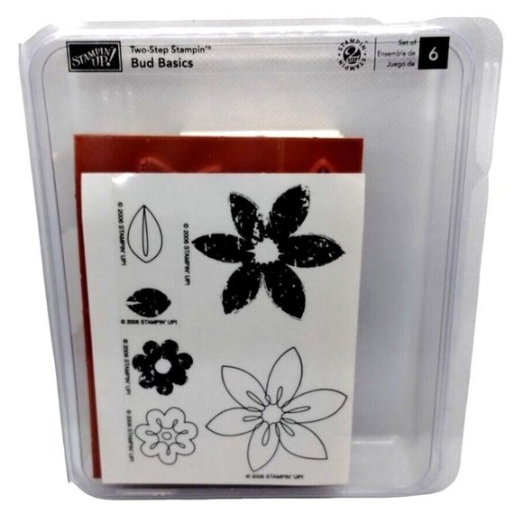 Stampin Up Bud Basics 6 Piece Rubber Stamp Kit Unmounted 2006 Two Step Stamps - Picture 1 of 4
